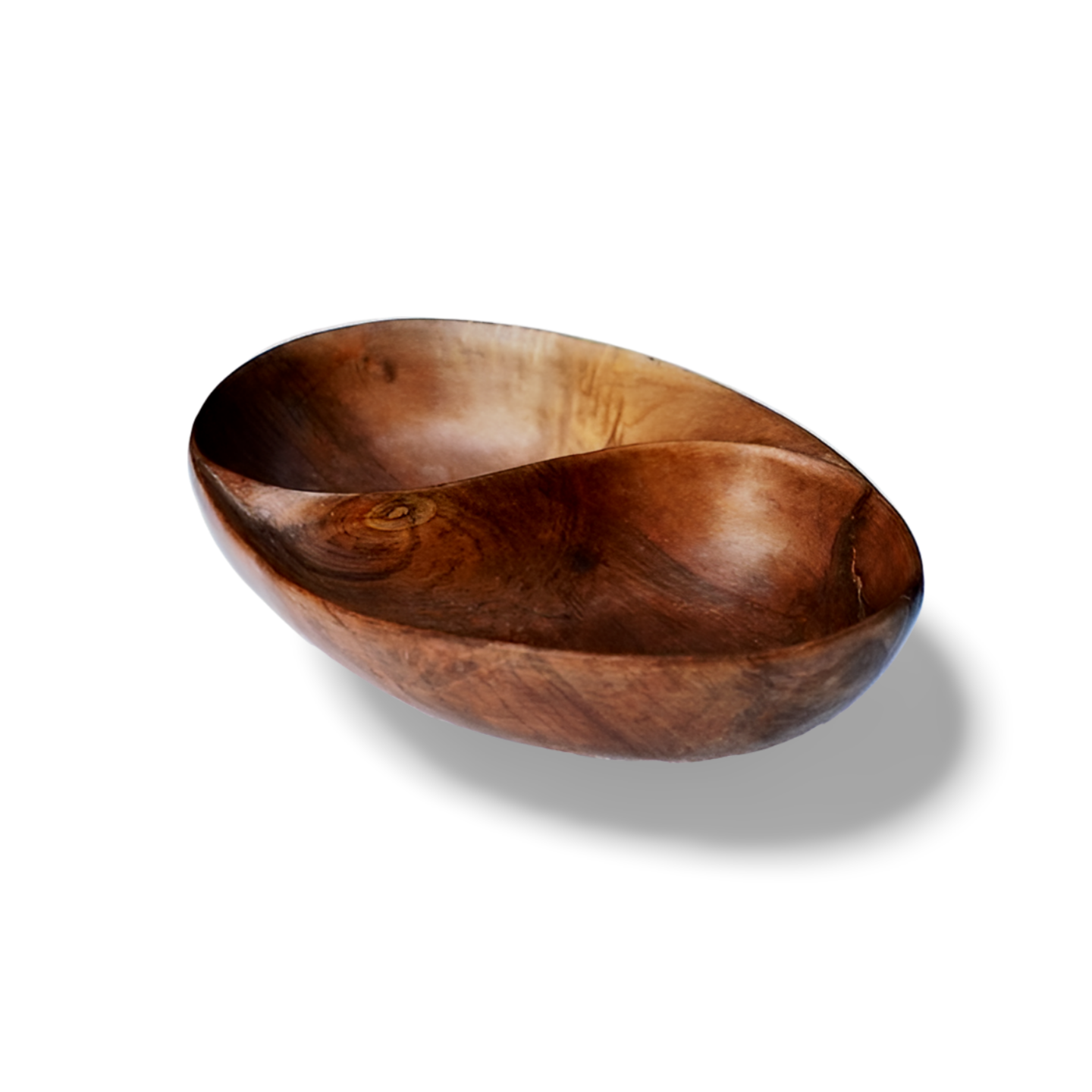 Hand-Carved Walnut Wood Bowl – 9” Yin-Yang Design | Minimalist Handmade Wooden Art Décor | Christmas Gift Ideas
