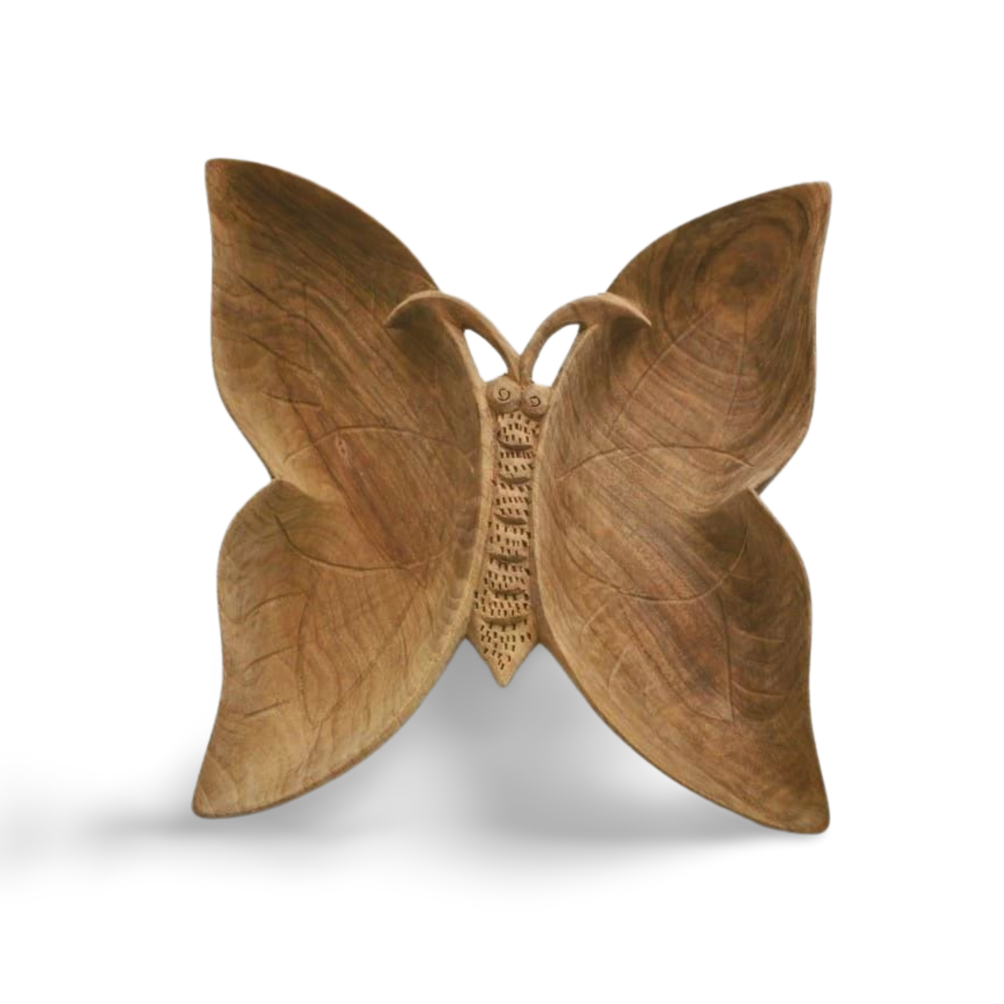 Hand-Carved Butterfly Walnut Wood Bowl | Dual-Partition Design | 100% Handmade Luxury Decor & Organizer | Christmas Gift