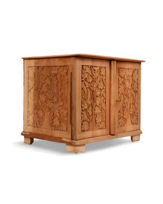 100% Handmade | Hand Carved Walnut Wood Cabinet