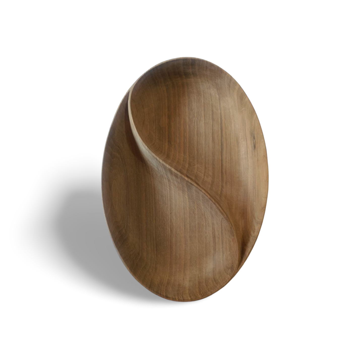 Hand-Carved Walnut Wood Bowl – 9” Yin-Yang Design | Minimalist Handmade Wooden Art Décor | Christmas Gift Ideas