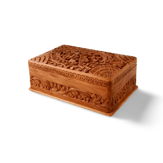 Hand Carved Jewellery Box | Heritage inspired Gifts | Walnut Wood Box | Traditional Indian Design Box | Decorative Trinket Box