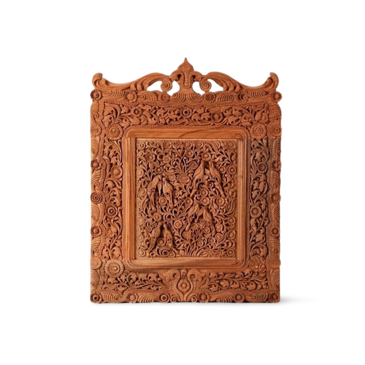 Hand-Carved Walnut Wood Wall Art — Nature-Inspired Indian Design | 100% Handmade Heritage Decor Gift